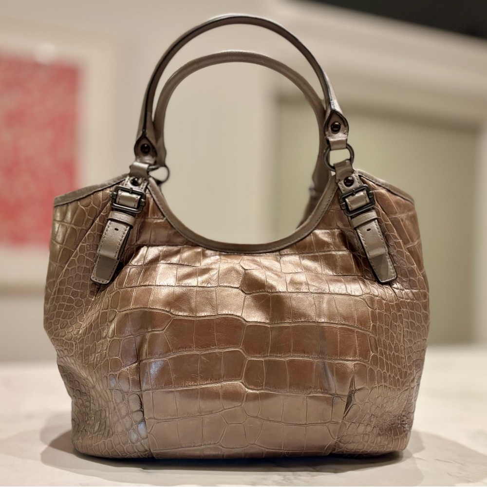 Coach Madison Abigail Tote Taupe Embossed Croc - Picture 2 of 8